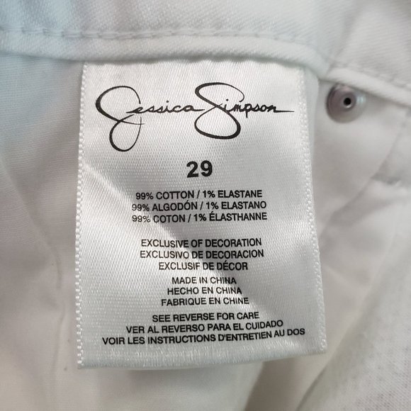 Jessica Simpson - White Jean Shorts w/ Dot Detail - Picture 7 of 7